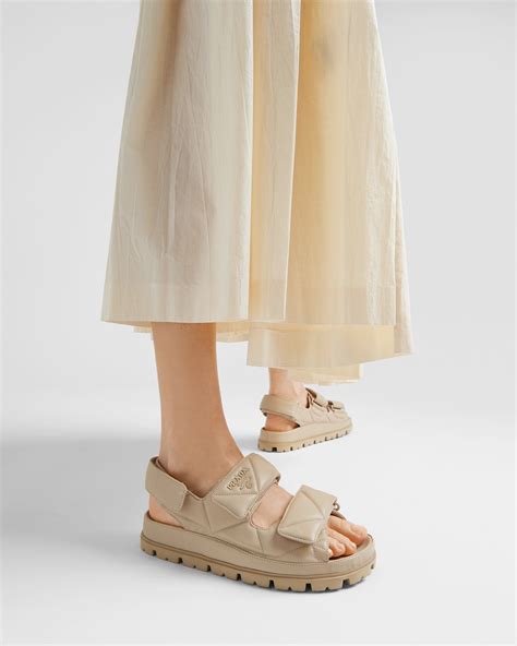 prada padded nappa leather sandals|Sand Beige Padded Nappa Leather Sandals .